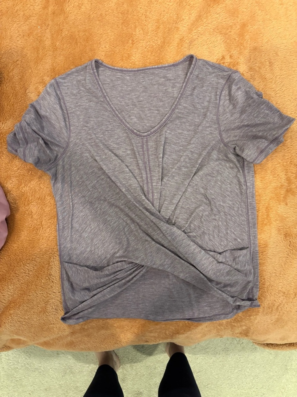 lululemon athletica Heathered Light Purple Twist-Front Crop tee